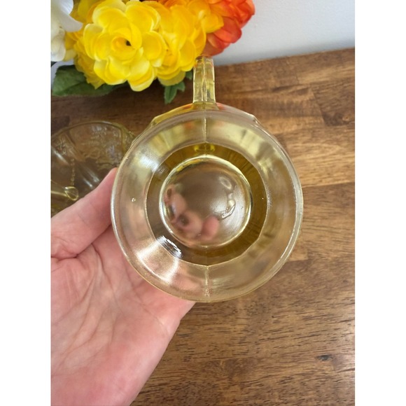 Vintage Amber Depression Glass Cream Sugar Set Federal Glass Madrid Pattern - Picture 7 of 7